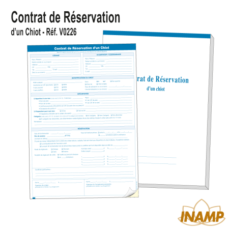 Chiot - Carnet Contrat de Réservation