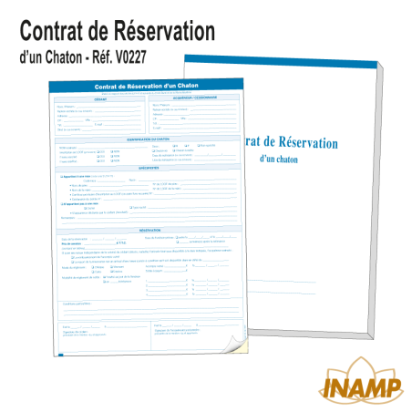 Chaton - Carnet Contrat de Réservation